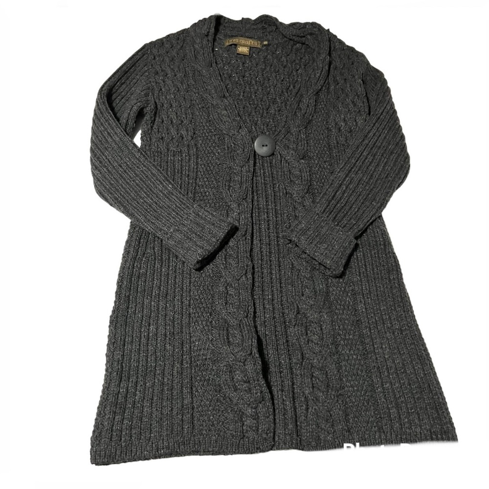 Inis Craft | Ireland made 100% Merino Wool Cable Knit Cardigan Sweater